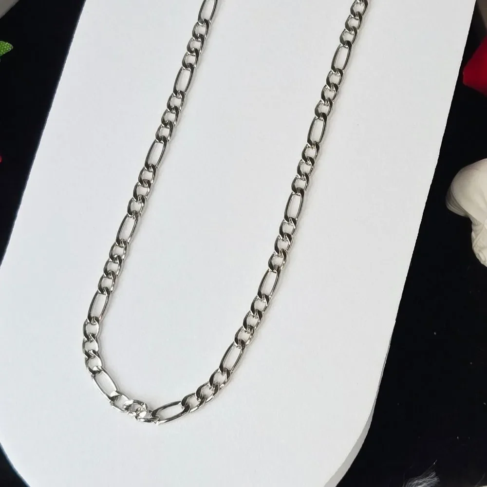Figaro Chain Necklace 3.5mm Stainless Steel Silver 24